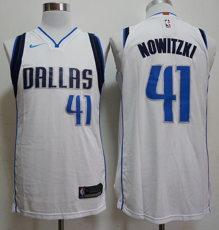 NBA Dallas Mavericks #41 Nowitzki White Jersey