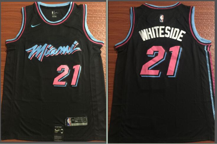 NBA Miami Heat #21 Whiteside Black City Jersey