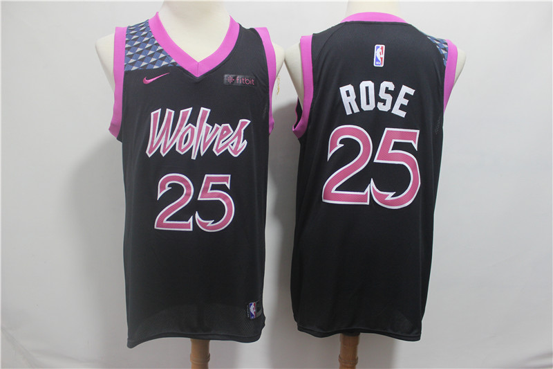 NBA Minnesota Timberwolves #25 Rose Black New City Jersey