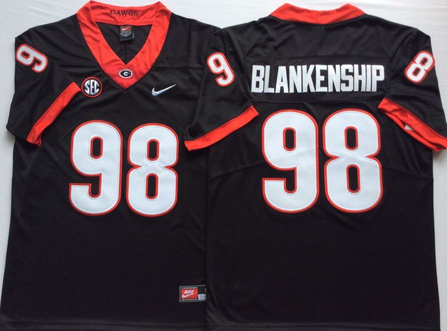 NCAA Georgia Bulldogs Black #98 BLANKENSHIP Jersey