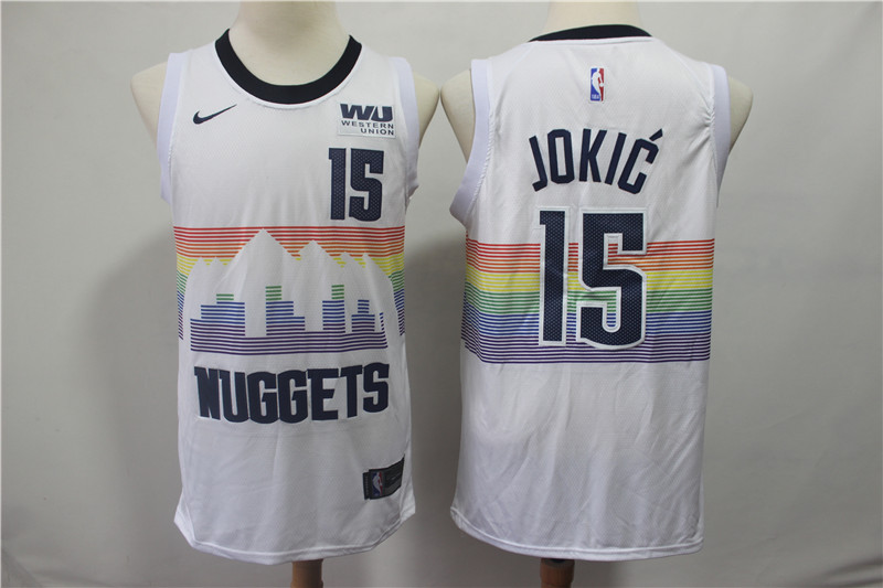 Nike NBA Denver Nuggets #15 Jokic White City Jersey  