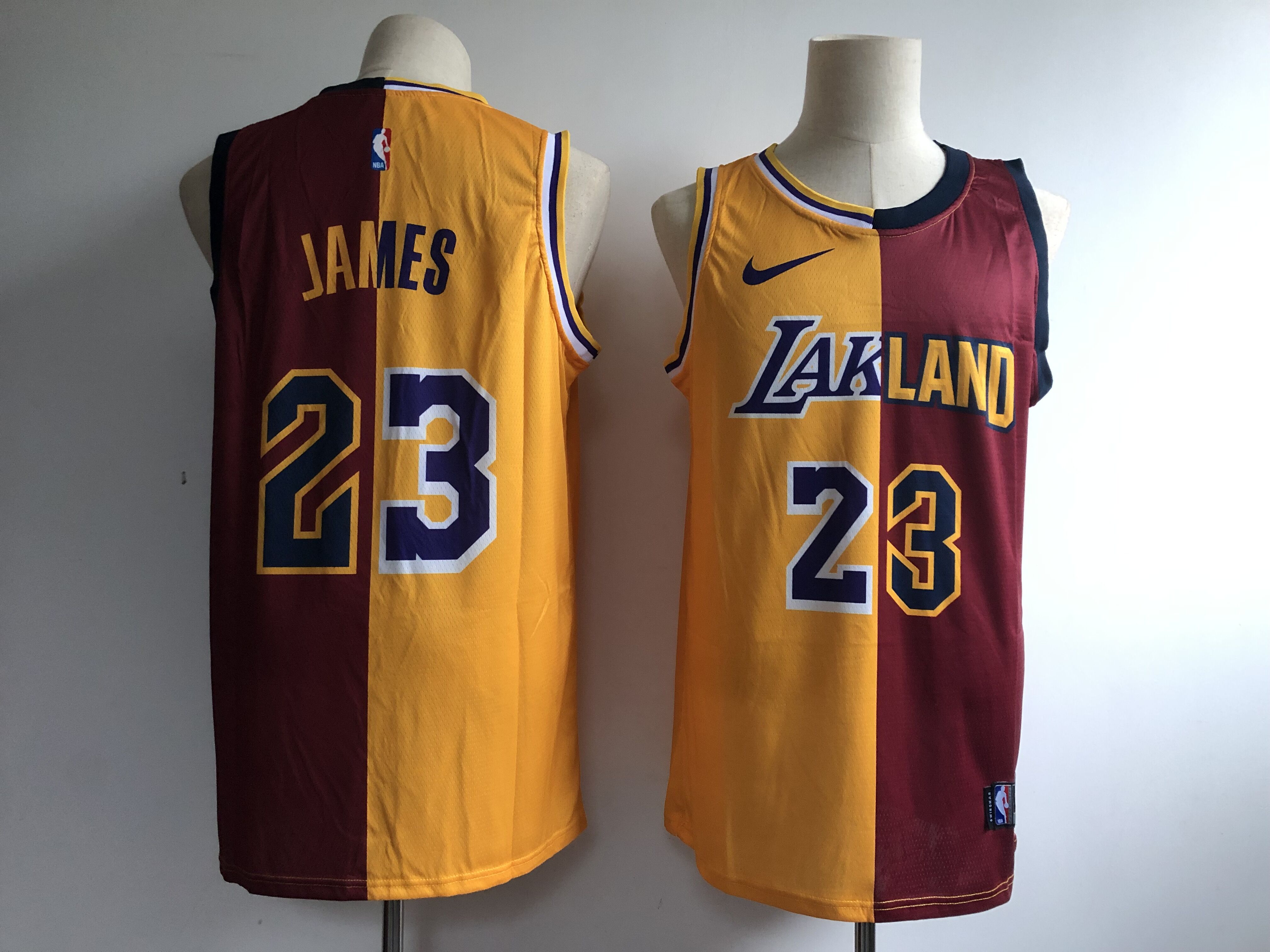 NBA Los Angeles Lakers #23 James Red Yellow Color Jersey