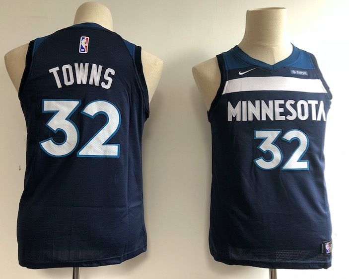 Kids NBA Minnesota Timberwolves #32 Towns Blue City Jersey