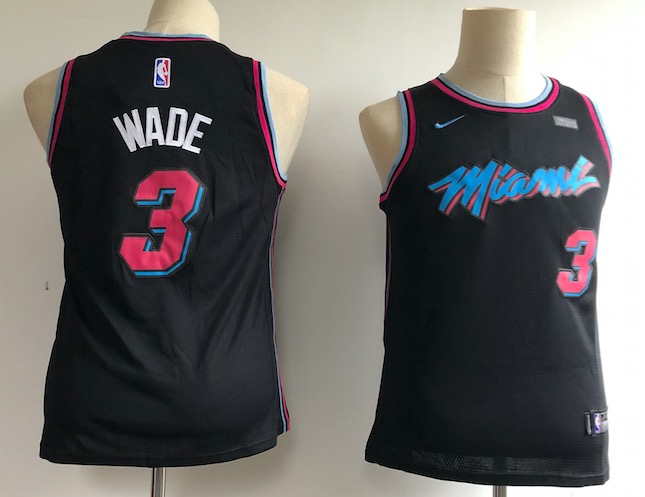 NBA Miami Heat #3 Wade Black Color Youth Jersey