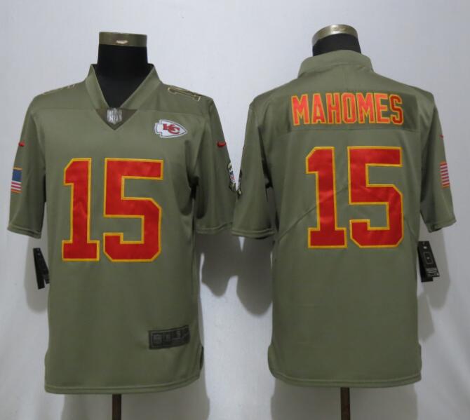 New Nike Kansas City Chiefs 15 Mahomes Olive Salute To Service Limited Jersey  