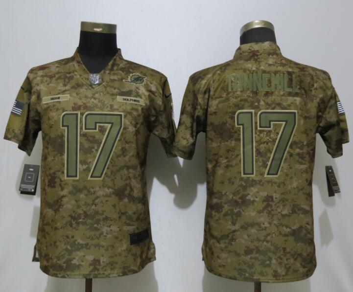 Women New Nike Miami Dolphins 17 Tannehill Nike Camo Salute to Service Limited Jersey