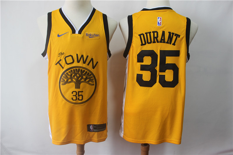 NBA Golden State Warriors #35 Durant Yellow Game Jersey