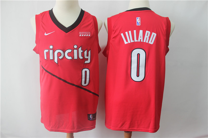 NBA Portland Trail Blazers #0 Lillard Red Game Jersey