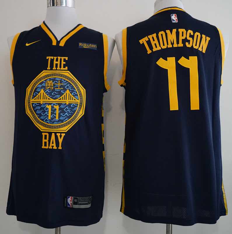 NBA Golden State Warriors #11 Thompson Blue Game Jersey