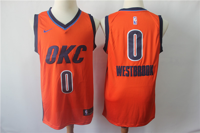 NBA Oklahoma City Thunder #0 Westbrook Orange Game Jersey