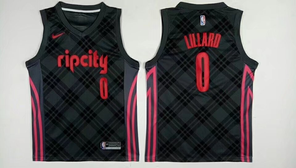 NBA Portland Trail Blazers #0 Lillard Black Game New Jersey