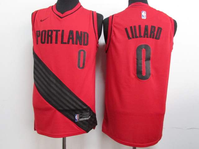 NBA Portland Trail Blazers #0 Lillard Red Game New Jersey