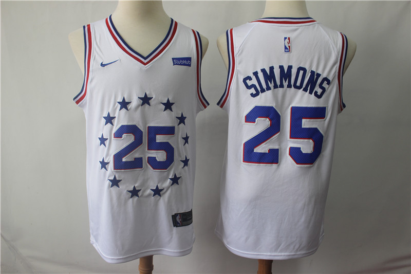 NBA Philadelphia 76ers #25 Simmons Grey Jersey