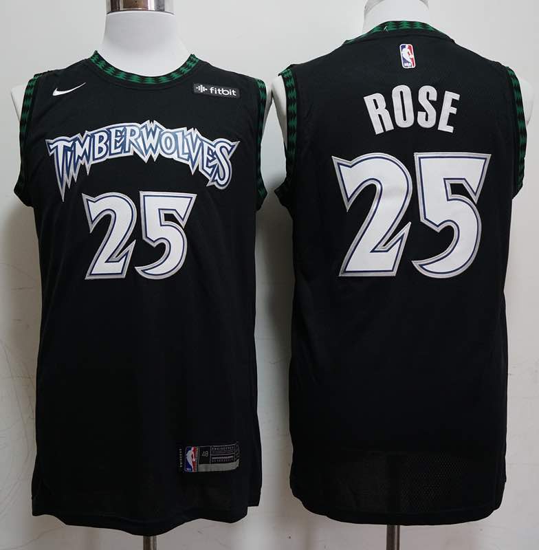 NBA Minnesota Timberwolves #25 Rose Black Game Jersey