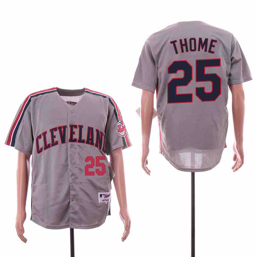 MLB Cleveland Indians #25 Thome Grey Jersey