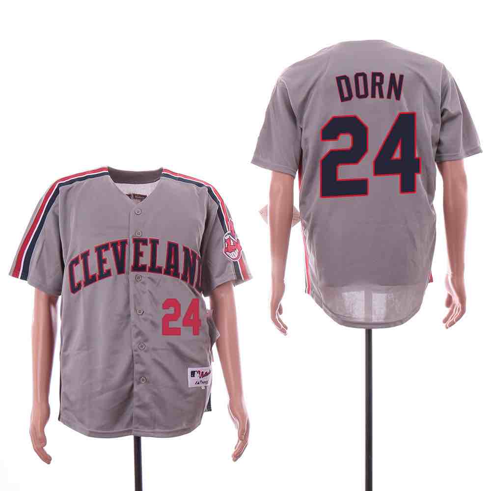 MLB Cleveland Indians #24 Dorn Grey Jersey