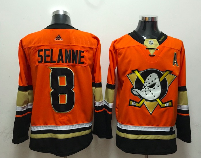 NHL Anaheim Ducks #8 Selanne Orange Jersey
