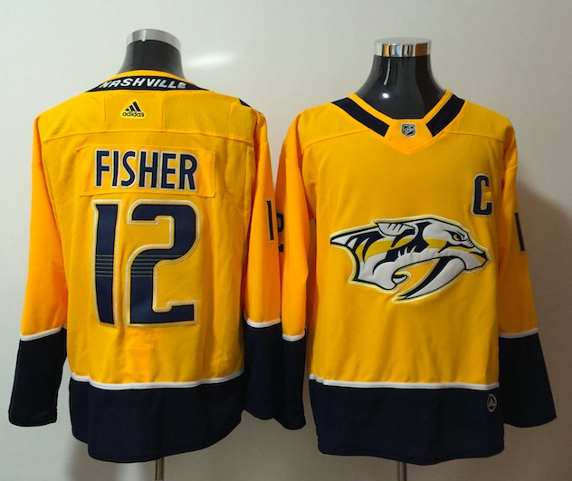 Adidas NHL Nashville Predators #12 Fisher Yellow Jersey