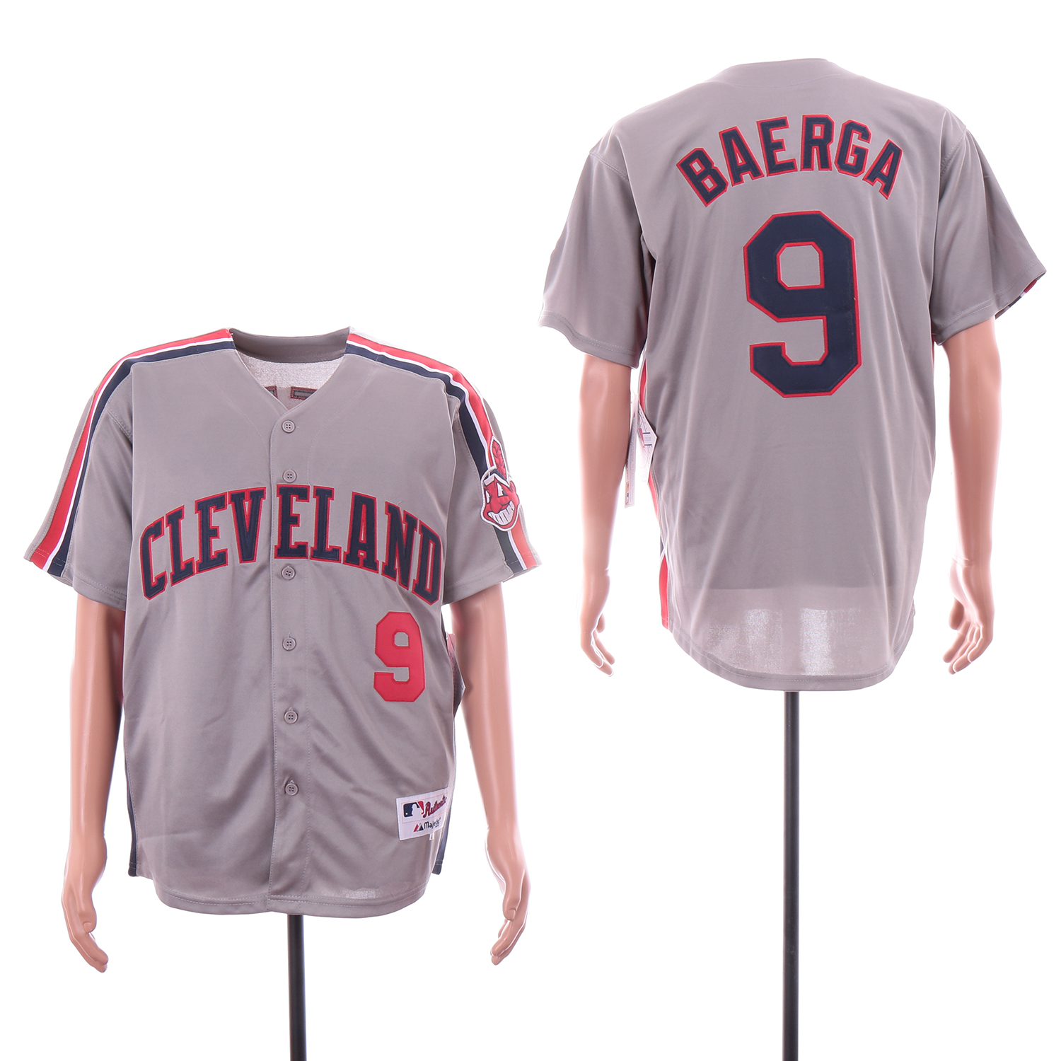 MLB Cleveland Indians #9 Baerga Grey Game Jersey