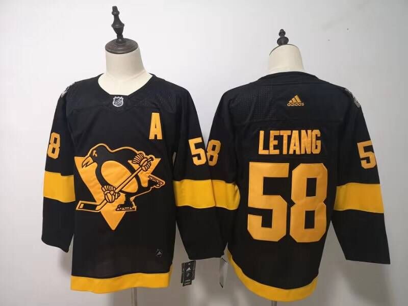 Adidas NHL Pittsburgh Penguins #58 Letang Black Jersey