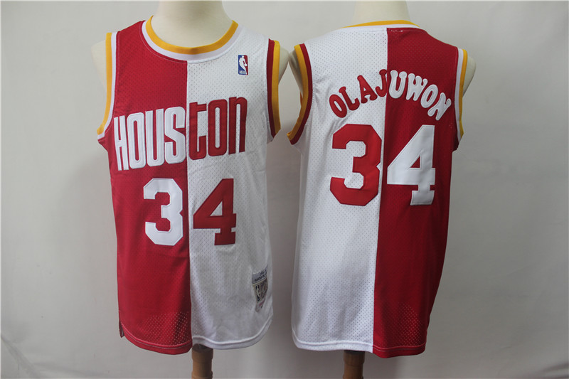 NBA Houston Rockets #34 Olajuwon Split Throwback Jersey