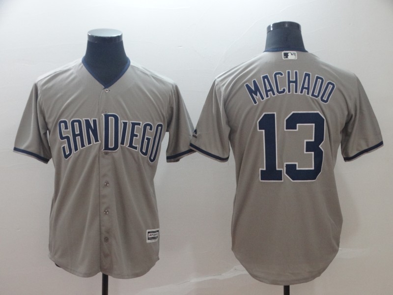 MLB San Diego Padres #13 Machado Grey Game Jersey