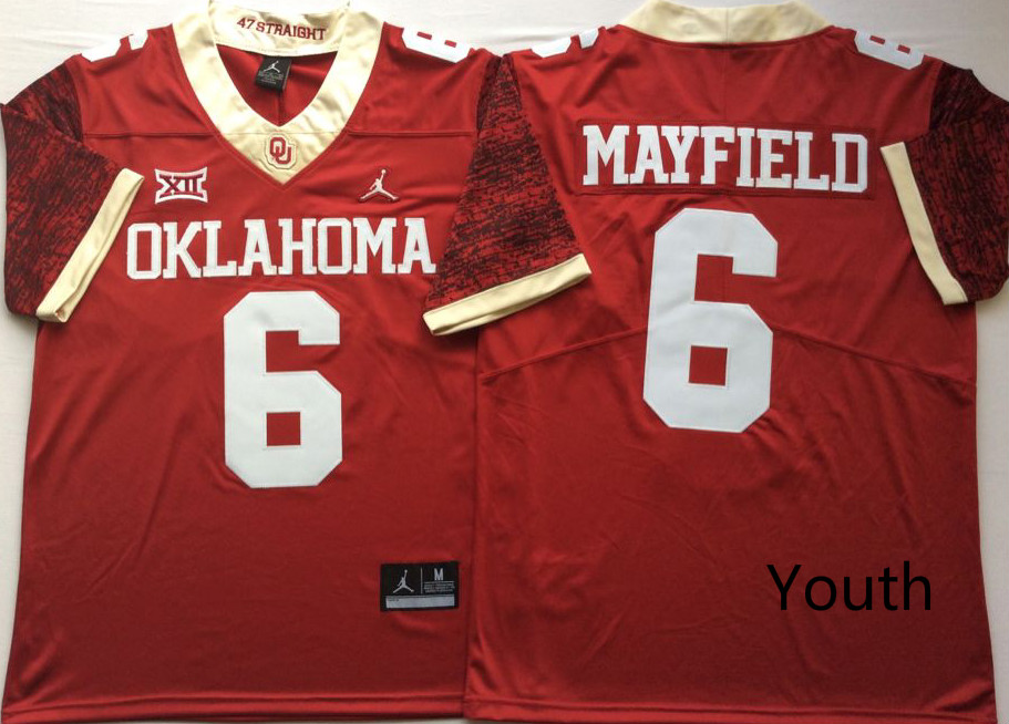 Youth Oklahoma Sooners #6 Mayfield Red Jersey