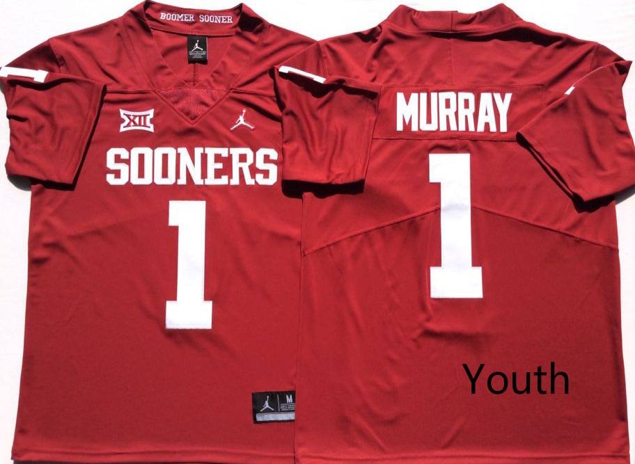 Youth Oklahoma Sooners #1 Murray Red Jersey