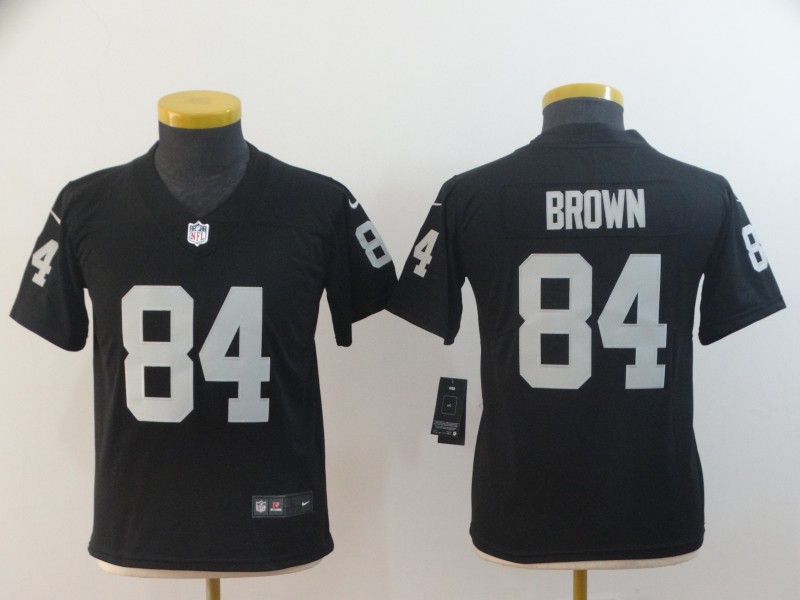 Kids NFL Oakland Raiders #84 Brown Black Limited Jersey
