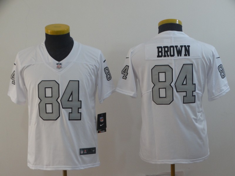 Kids NFL Oakland Raiders #84 Brown White Limited Jersey