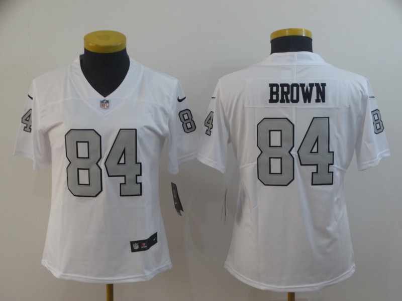 Womens NFL Oakland Raiders #84 Brown White Limited Jersey