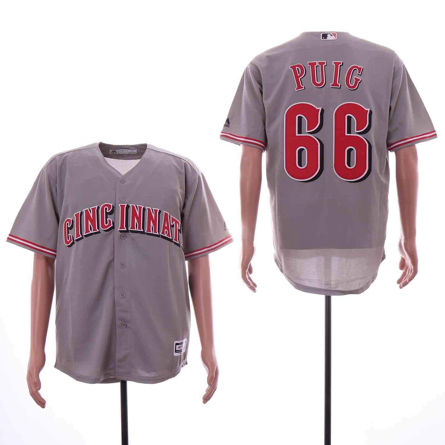 MLB Cincinnati Reds #66 Puig Grey Elite Jersey