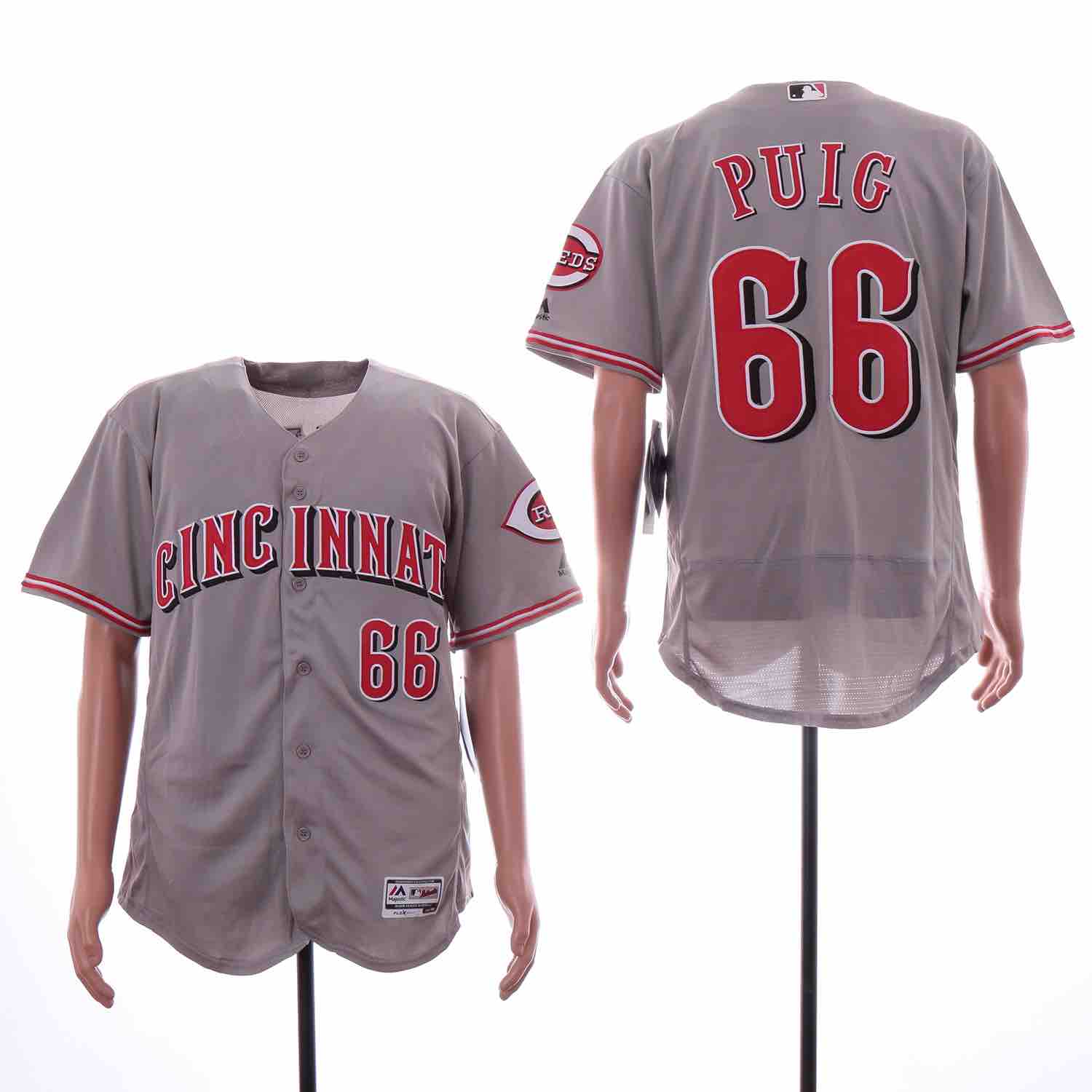 MLB Cincinnati Reds #66 Puig Grey Jersey
