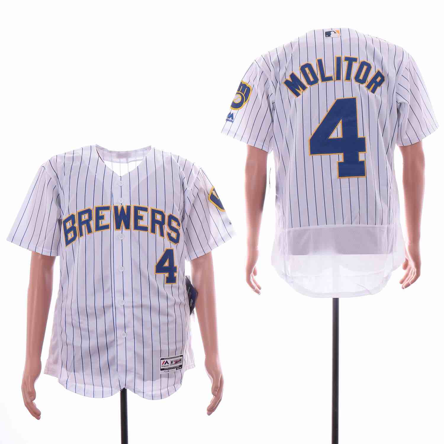MLB Milwaukee Brewers #4 Molitor White Elite Jersey