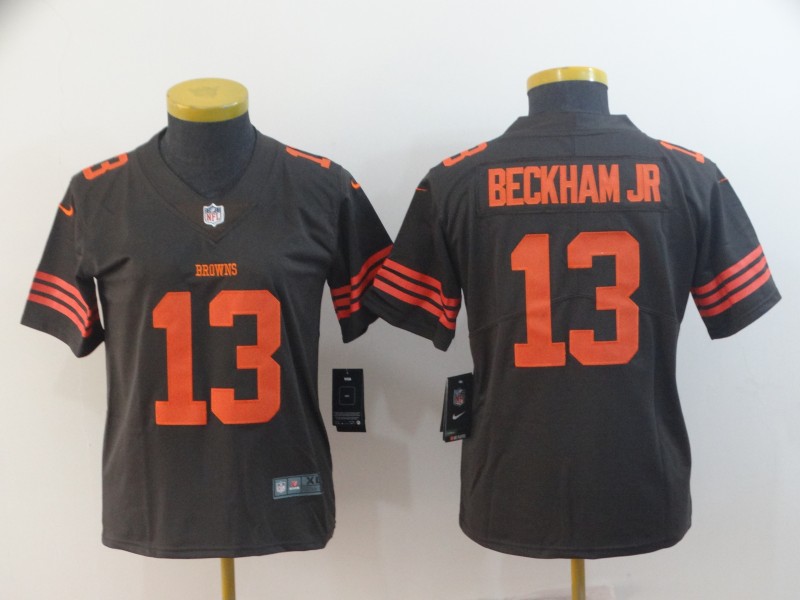 Womens NFL Cleveland Browns #13 Beckham JR Color Rush Brown Limited Jersey