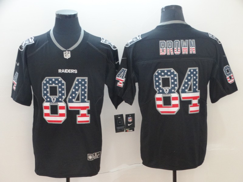 NFL Oakland Raiders #84 Brown Black USA Flag Limited Jersey