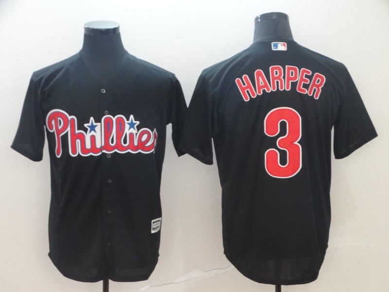 MLB Philadelphia Phillies #3 Harper Black Game Jersey