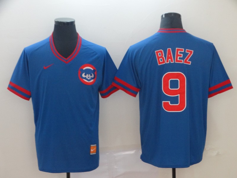 Nike Chicago Cubs #9 Baez Cooperstown Collection Legend V-Neck Jersey