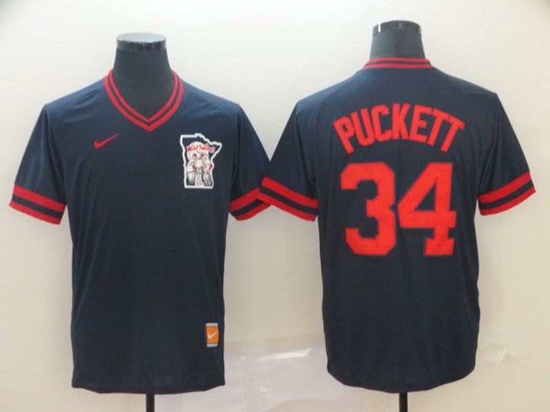 Nike Minnesota Twins #34 Puckett Cooperstown Collection Legend V-Neck Jersey