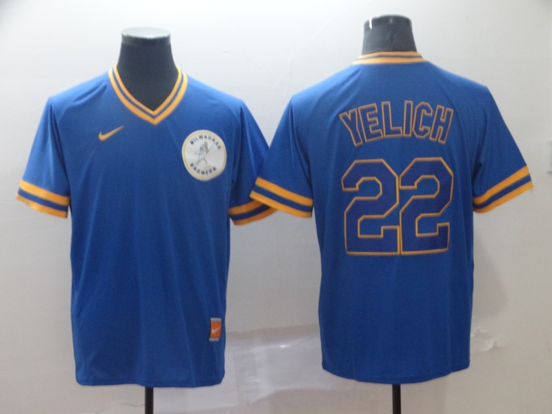 Nike Milwaukee Brewers #22 Yelich Cooperstown Collection Legend V-Neck Jersey