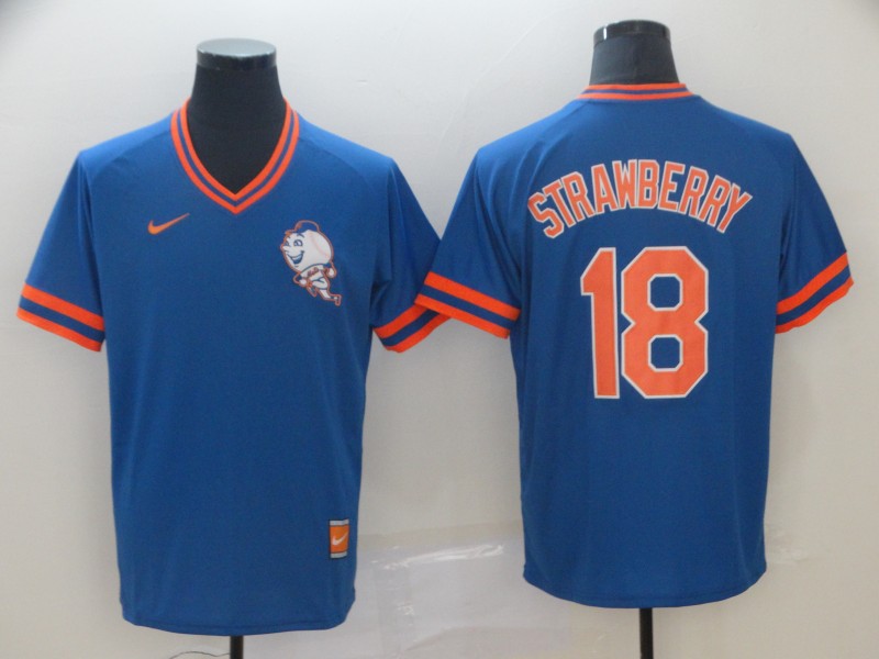 Nike New York Mets #18 Strawberry Cooperstown Collection Legend V-Neck Jersey