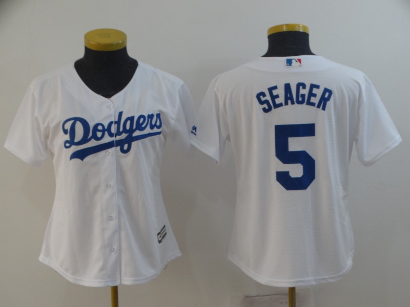 Womens MLB Los Angeles Dodgers #5 Seager White Jersey
