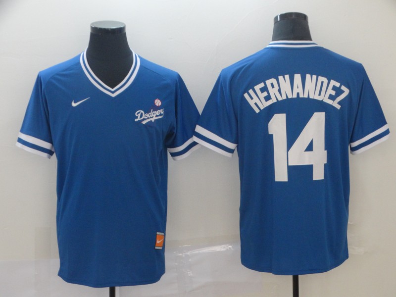 Nike Los Angeles Dodgers #14 Hernandez Cooperstown Collection Legend V-Neck Jersey