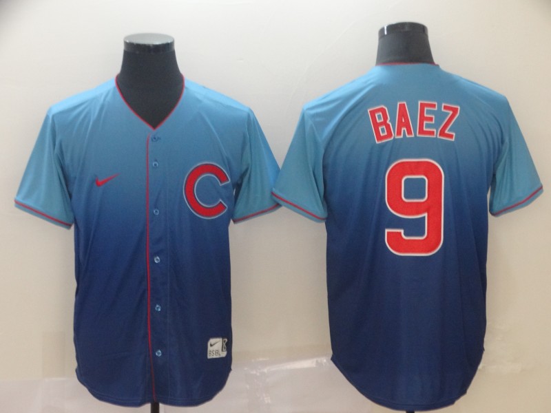 MLB Chicago Cubs #9 Baez Blue Drift Fashion Jersey