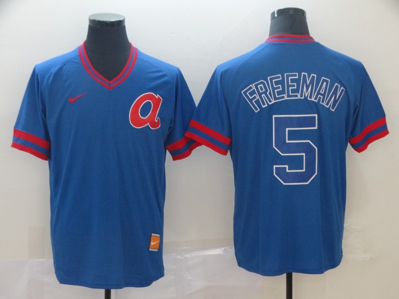 Mens Nike Atlanta Braves #5 Freeman Cooperstown Collection Legend V-Neck Jersey  
