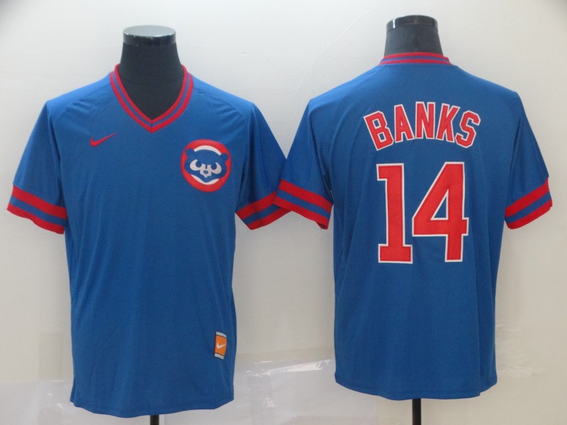 Mens Nike Chicago Cubs #14 Banks Cooperstown Collection Legend V-Neck Jersey