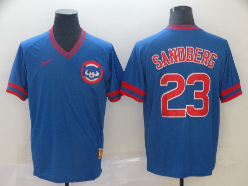 Mens Nike Chicago Cubs #23 Sandberg Cooperstown Collection Legend V-Neck Jersey  