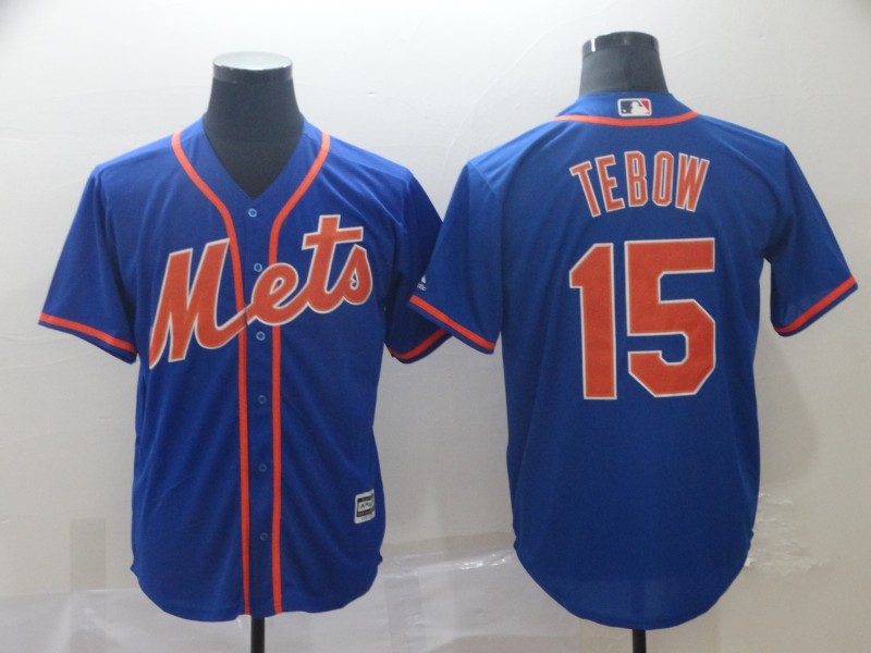 MLB New York Mets #15 Tebow Blue Game Jersey