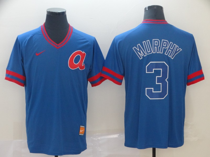 Mens Nike Atlanta Braves #3 Murphy Cooperstown Collection Legend V-Neck Jersey  
