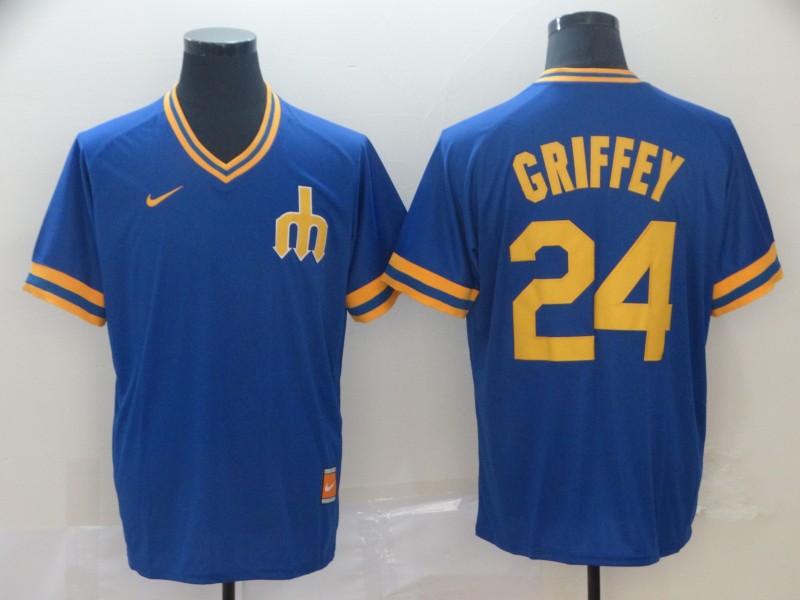Mens Nike Seattle Mariners #24 Driffey Cooperstown Collection Legend V-Neck Jersey  